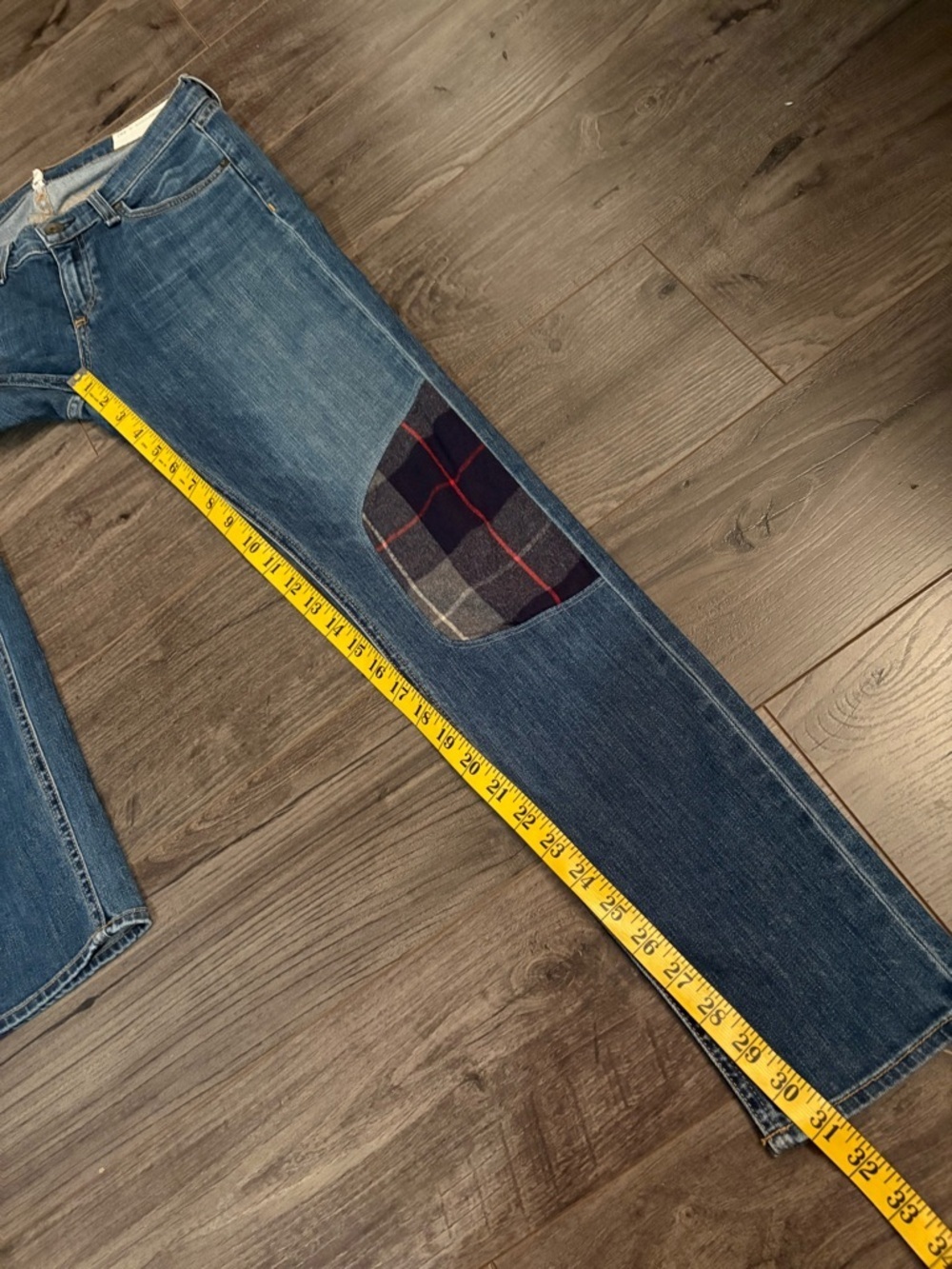Rag & Bone Jeans The Dre Flannel plaid Patchwork denim jeans size 26 - Picture 8 of 13